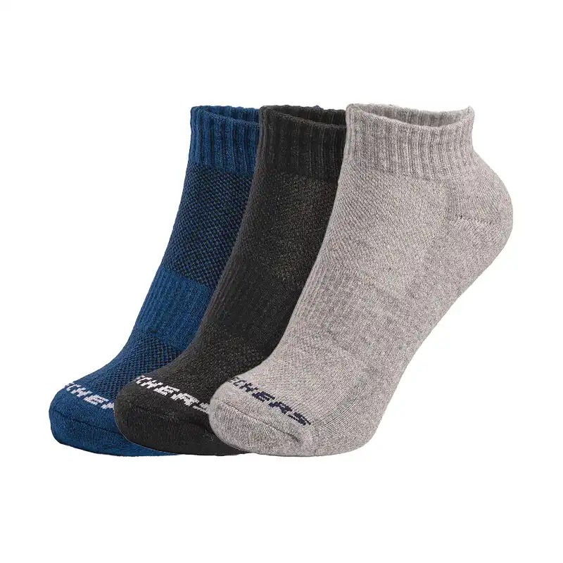 3PK UNISEX 1/2 TERRY QTR CREW BLACK / MULTI