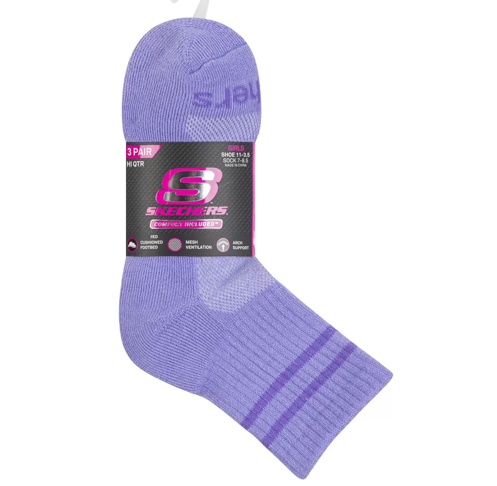 3PK GIRLS 1/2 TERRY HIGH QTR CREW