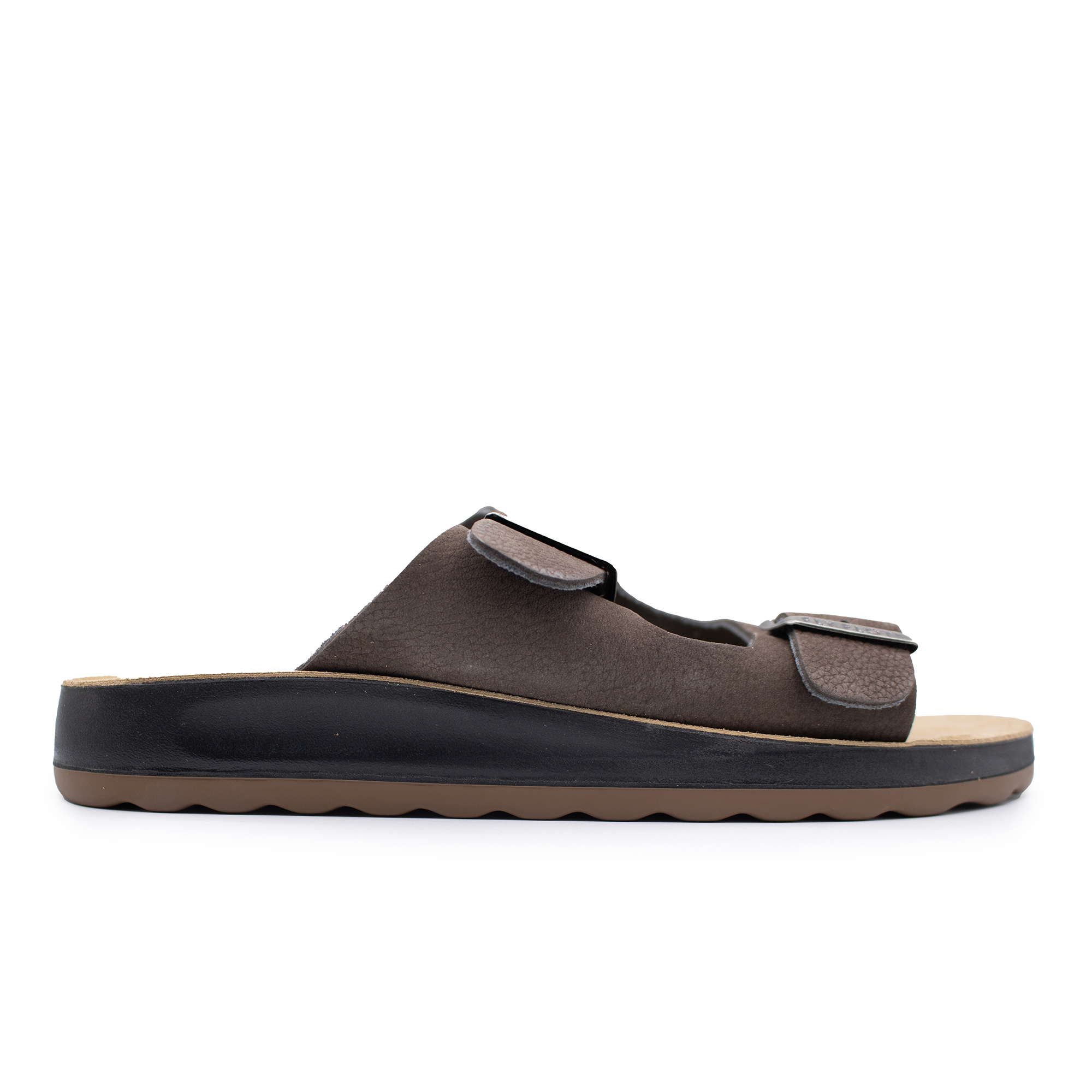 LEATHER MAN SLIPPER DARK-BROWN