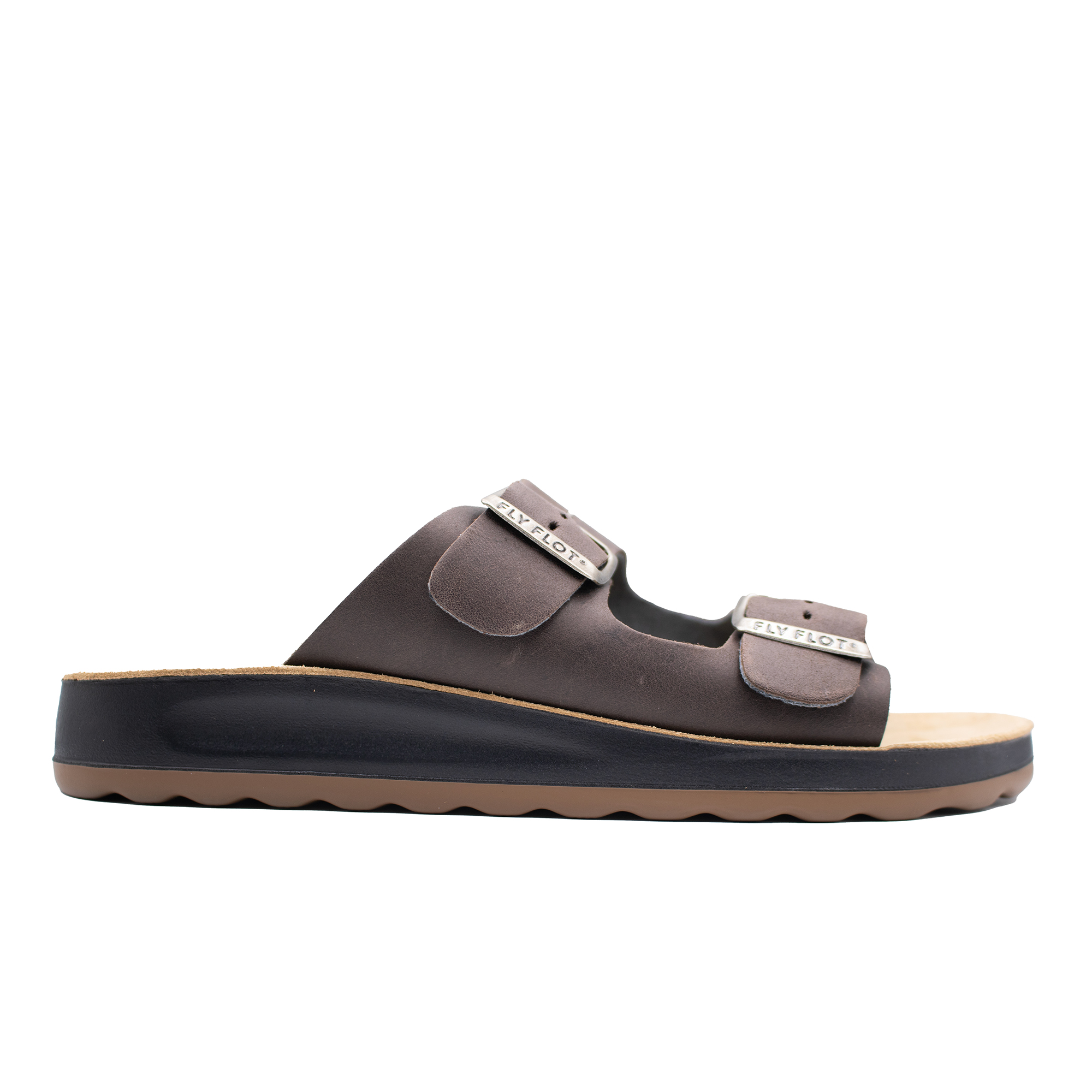 LEATHER MAN SLIPPER DARK-BROWN